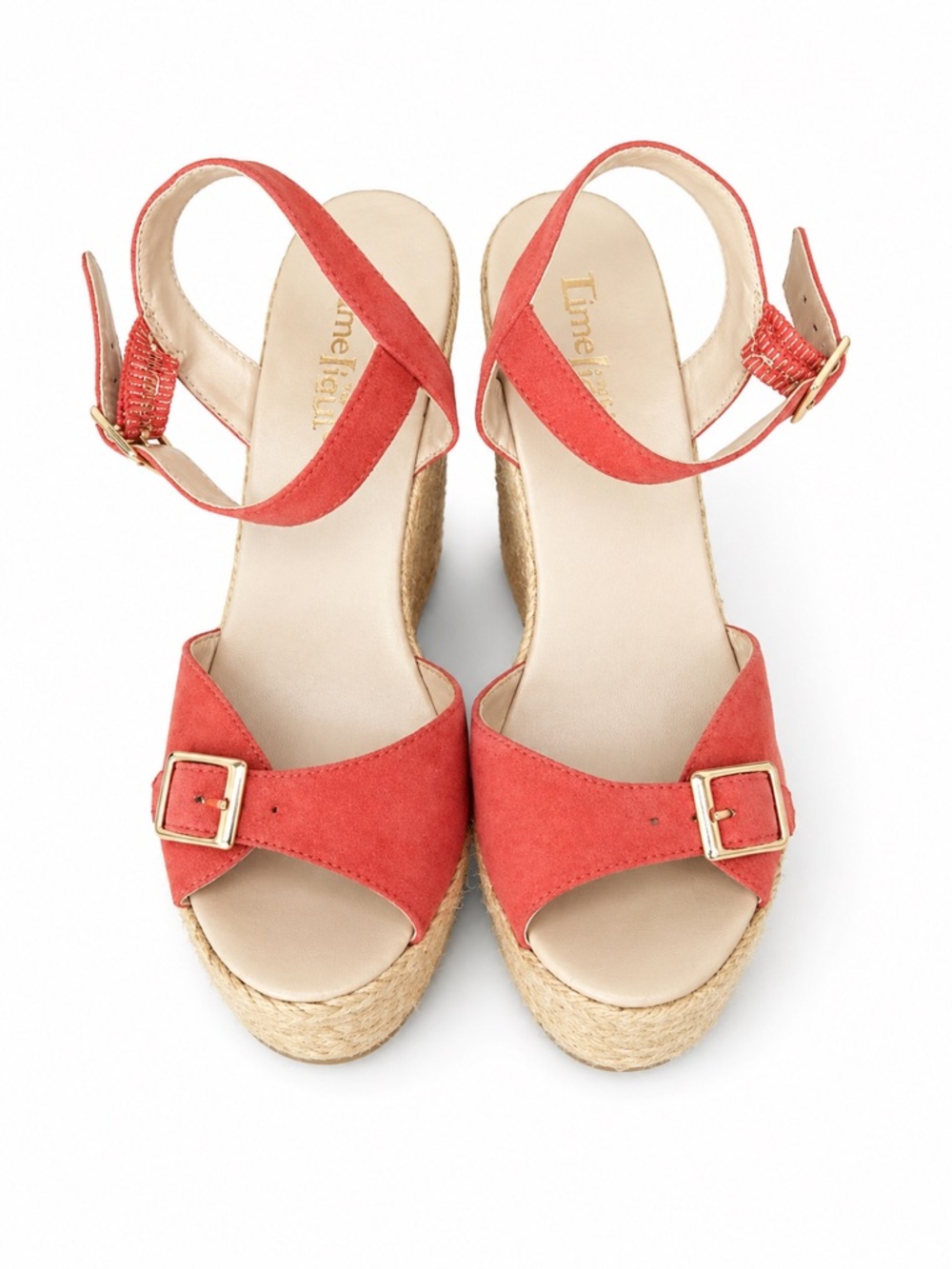 Limelight Coral Wedge Sandals | SIZE 6M | Gold Buckle Platform